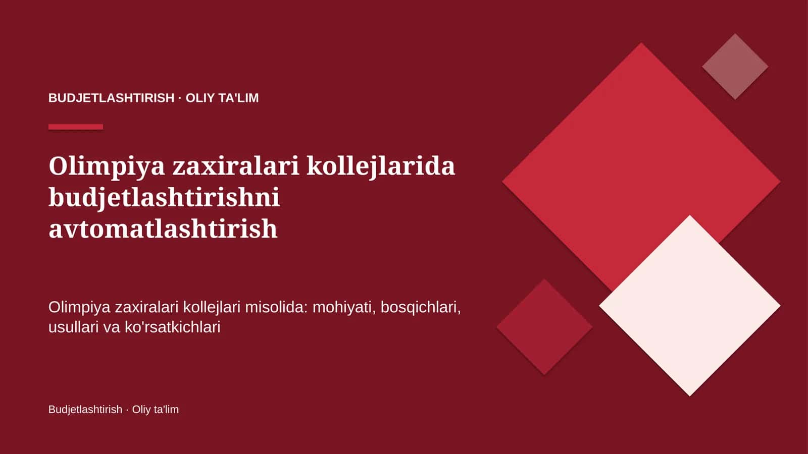 olimpiya zaxiralari kollejlarida budjetlashtirishni avtomatlashtirish 9336