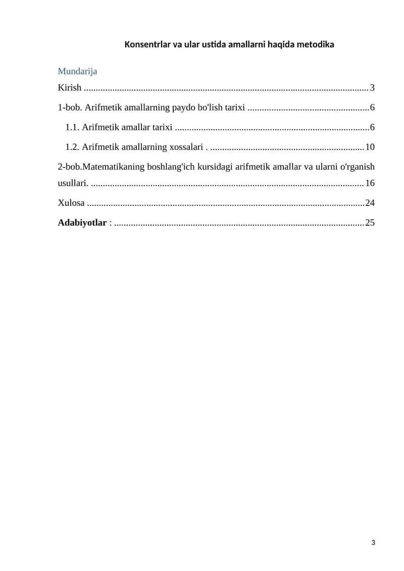 Matematika Boshlang'ich Kurs