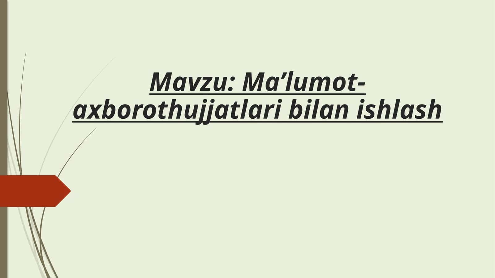 Ma’lumot- axborot hujjatlari bilan ishlash