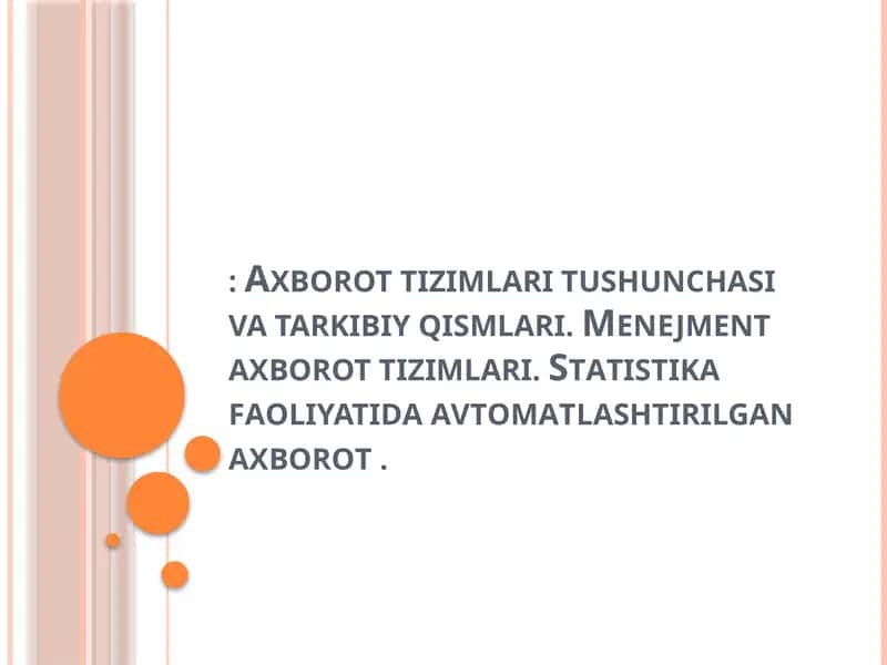 Axborot Tizimlari va Menejment
