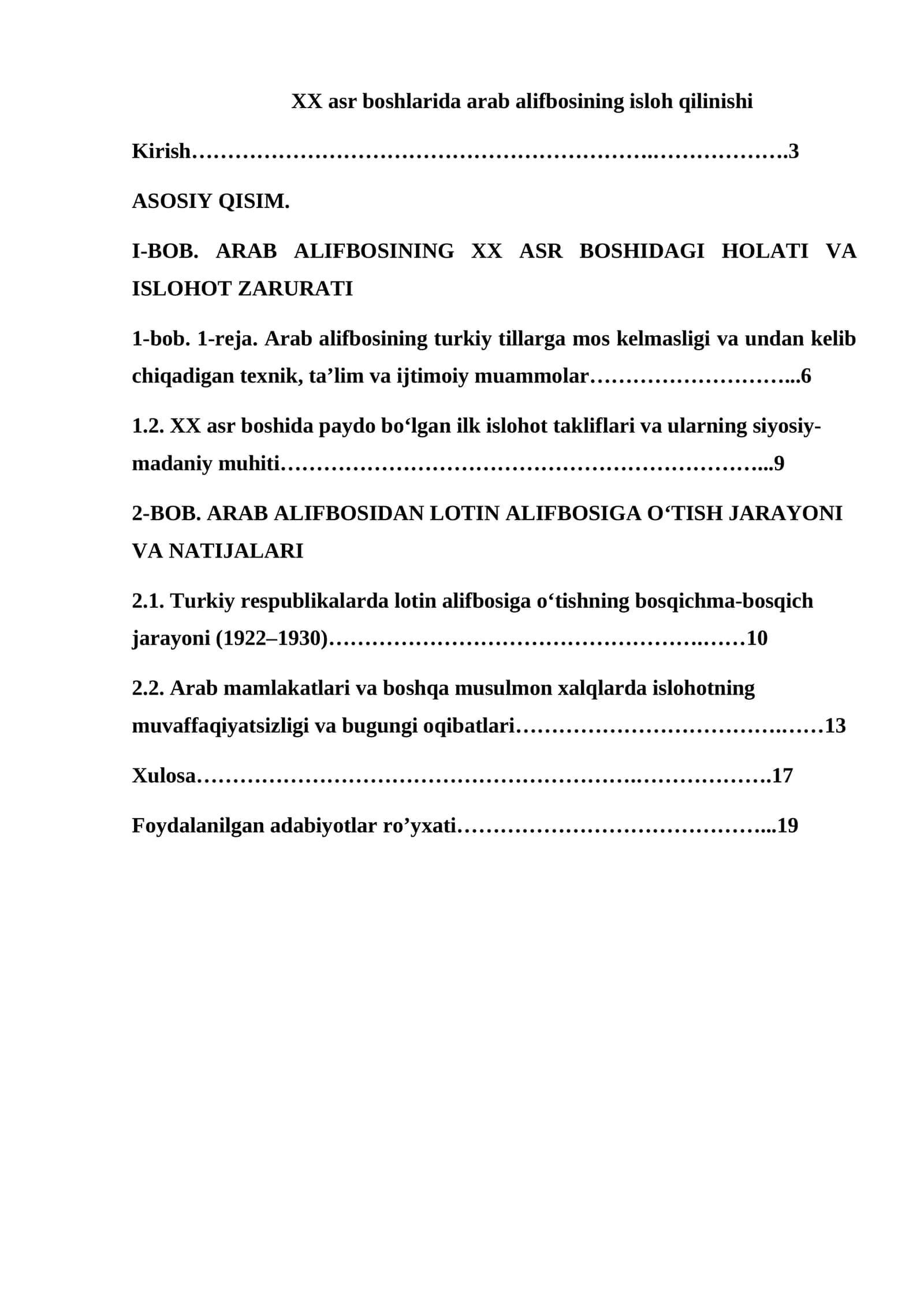 XX asr boshlarida arab alifbosining isloh qilinishi
