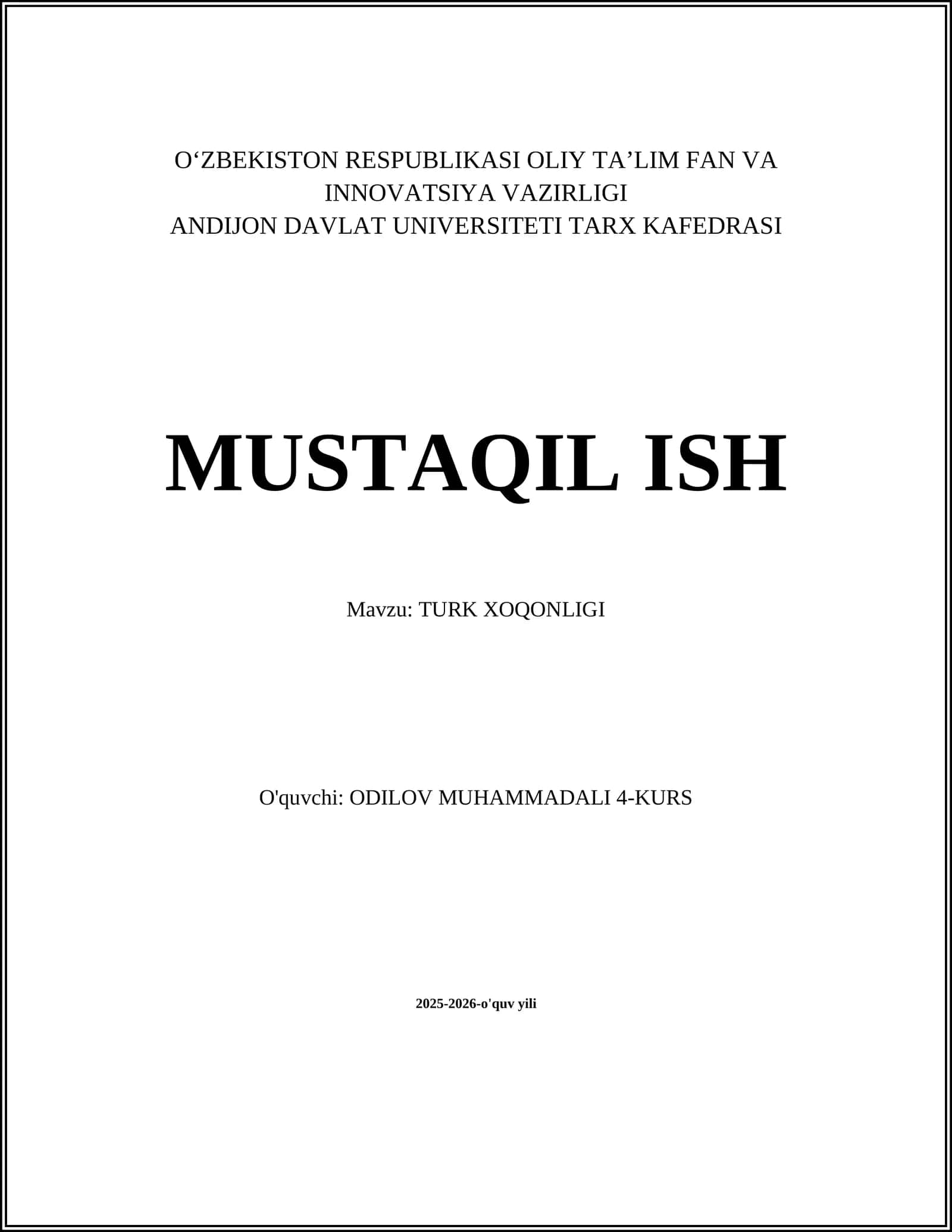 TURK XOQONLIGI