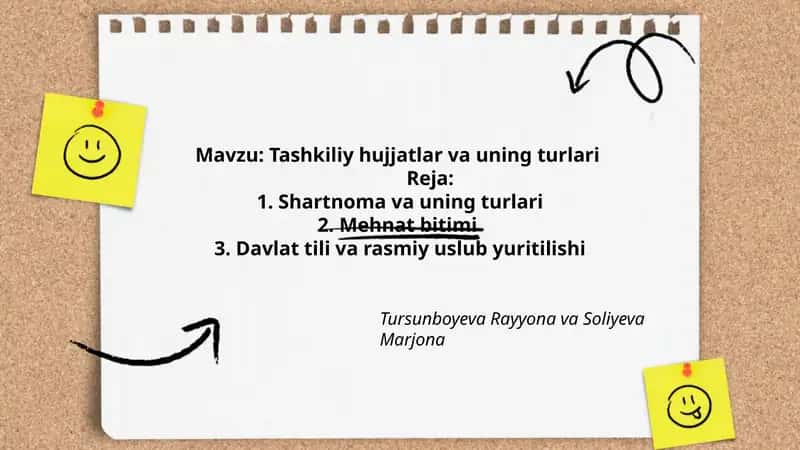 Tashkiliy hujjatlar va uning turlari
