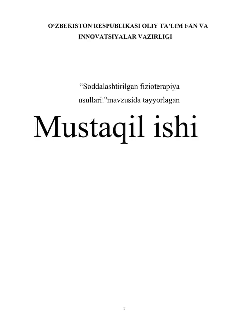Soddalashtirilgan fizioterapiya usullari