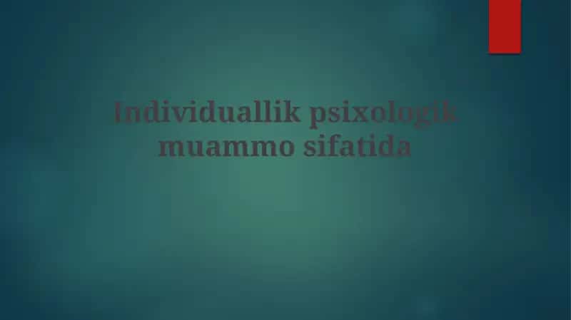 Shaxsiy farqlarni o'lchash