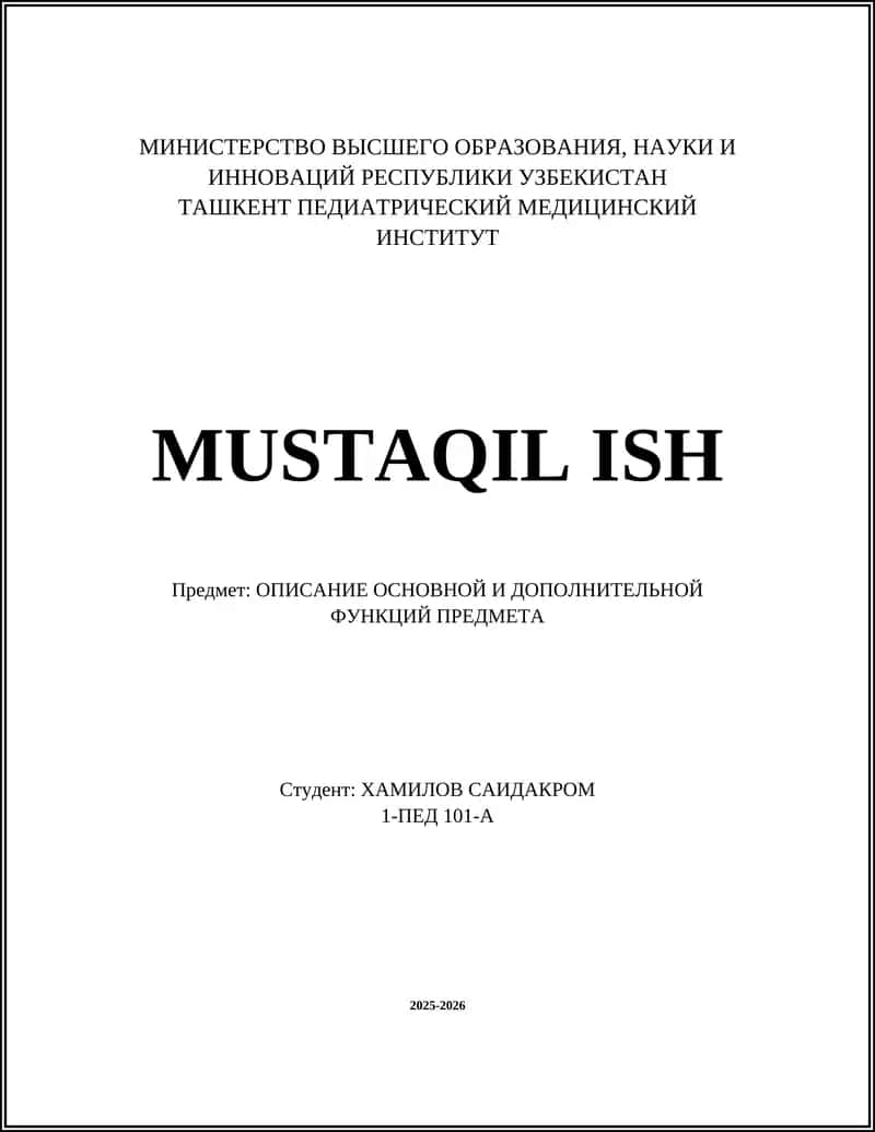 MUSTAQIL ISH