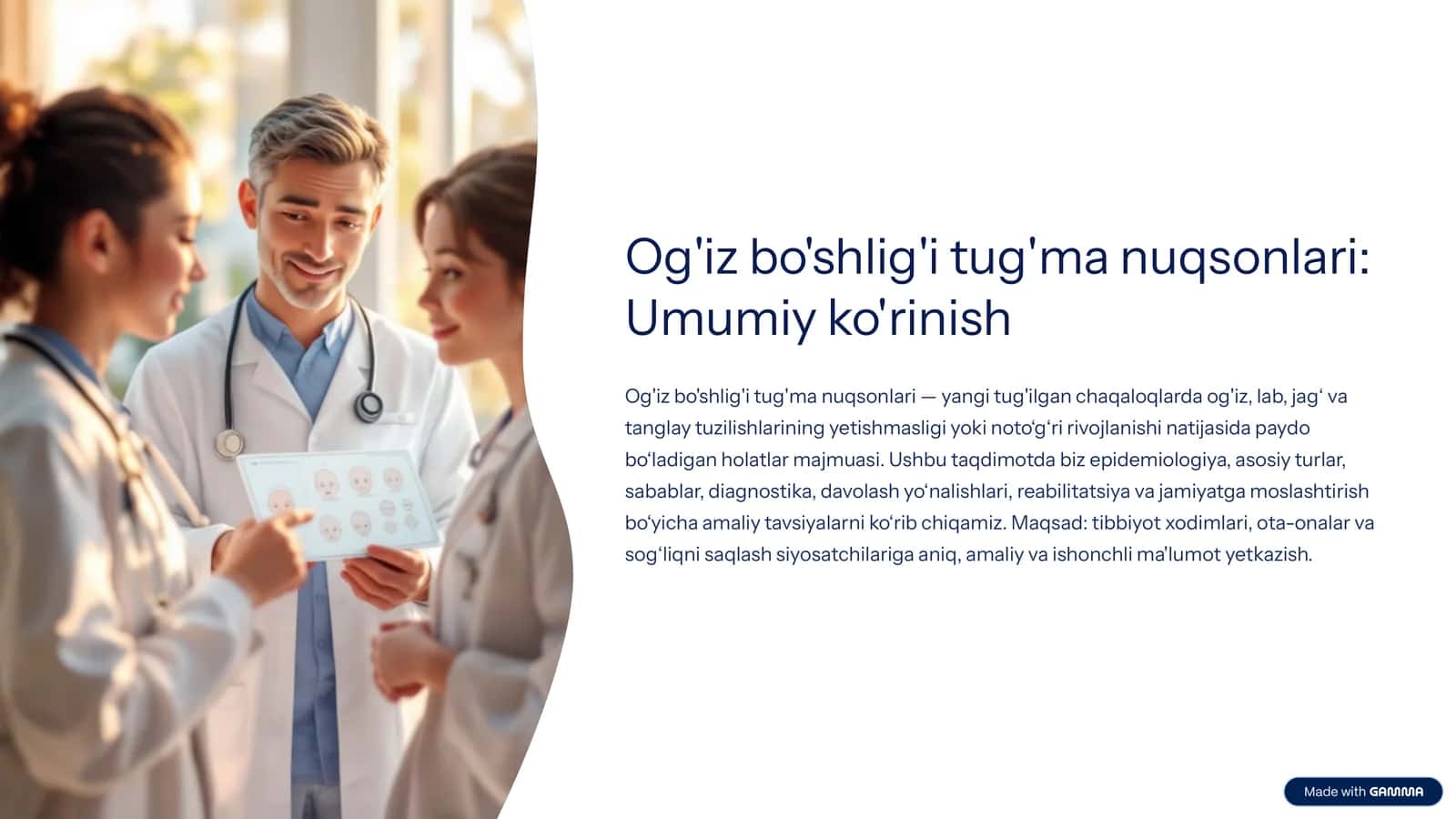 Og'iz bo'shlig'i tug'ma nuqsonlari: Umumiy ko'rinish