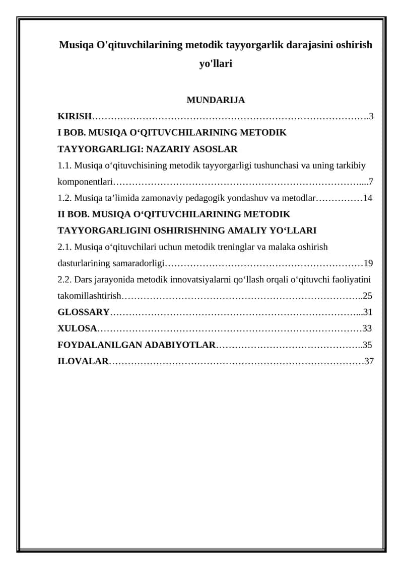 Musiqa O'qituvchilarining metodik tayyorgarlik darajasini oshirish yo'llari