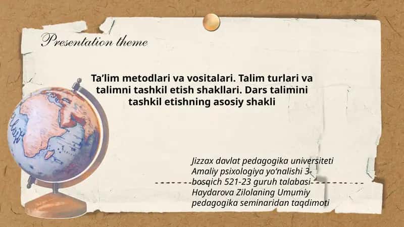 Umumiy pedagogika seminaridan taqdimoti