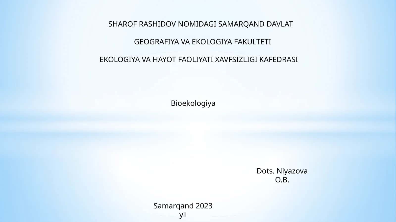 Bioekologiya