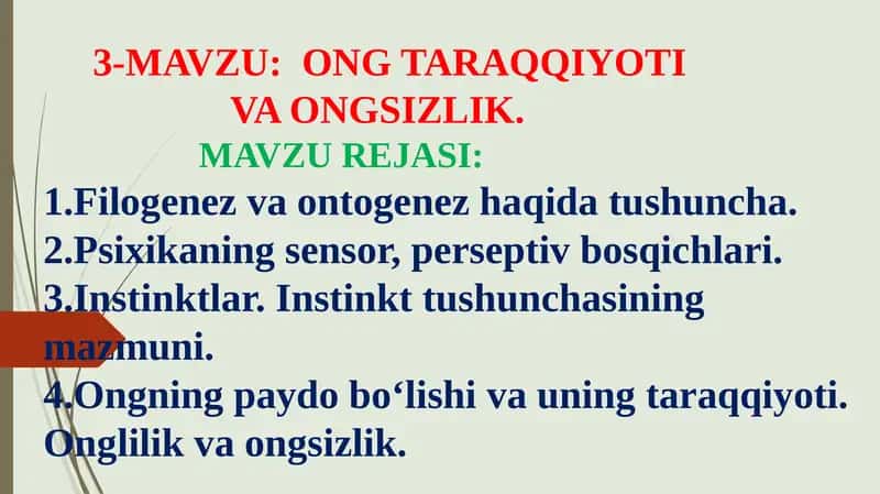 ONG TARAQQIYOTI VA ONGSIZLIK