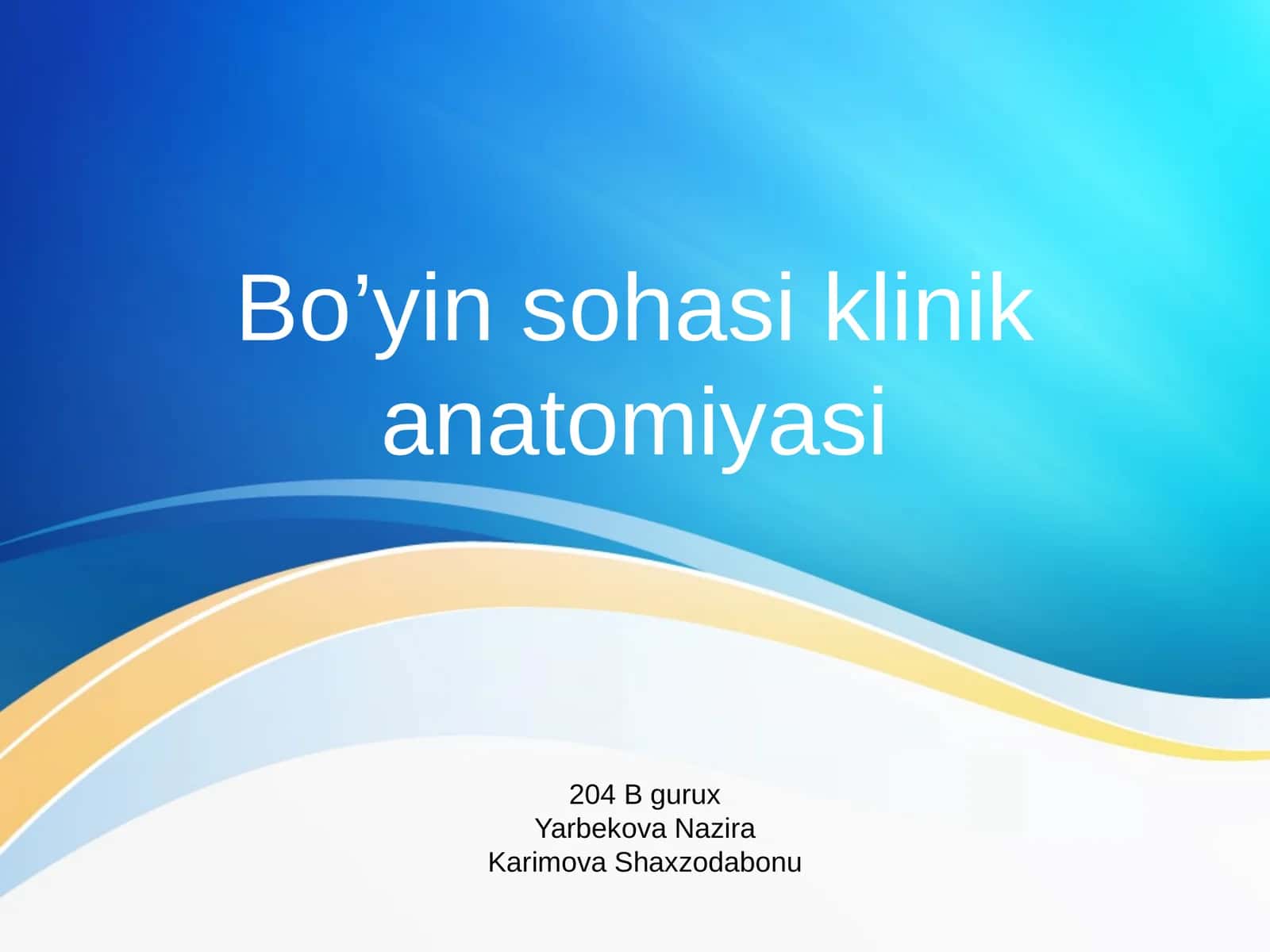 Bo’yin sohasi klinika anatomiyasi