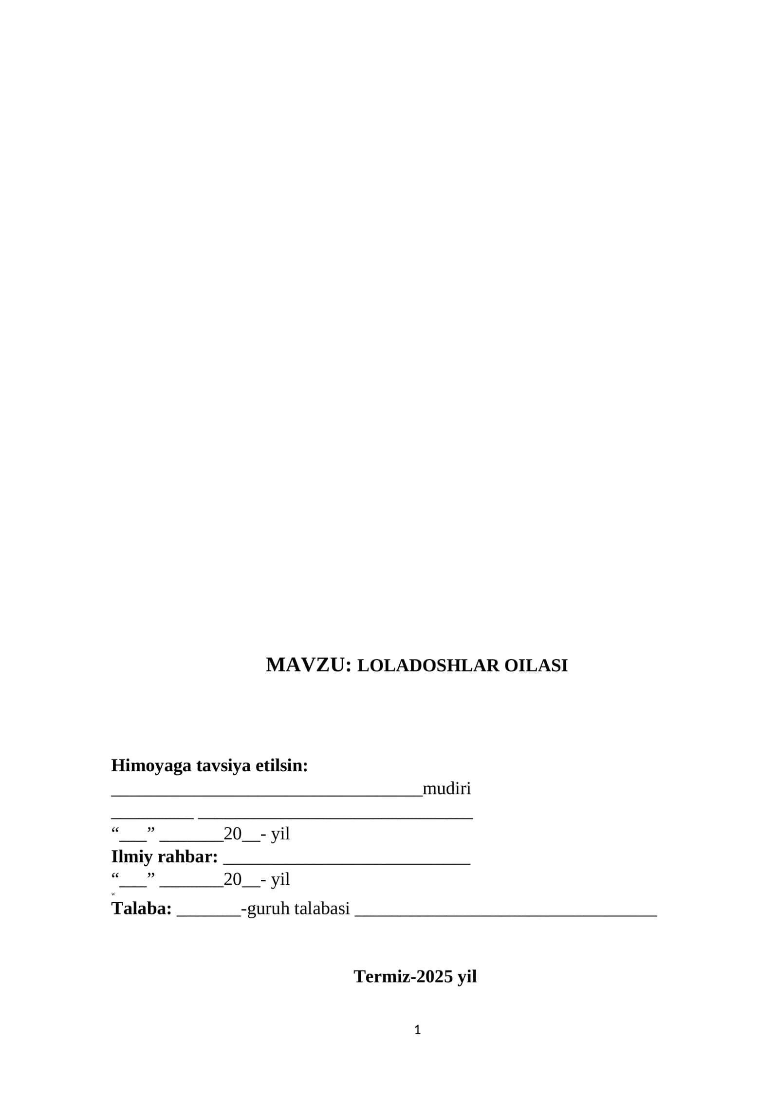 LOLADOSHLAR OILASI