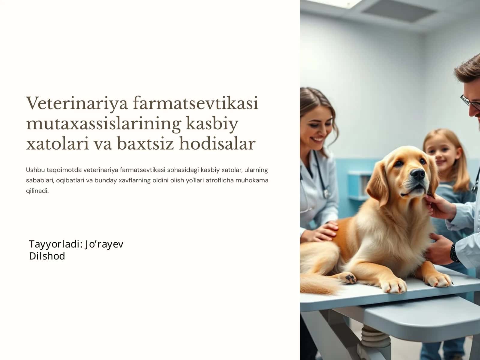 Veterinariya farmatsevtikasi mutaxassislarining kasbiy xatolari va baxtsiz hodisalar