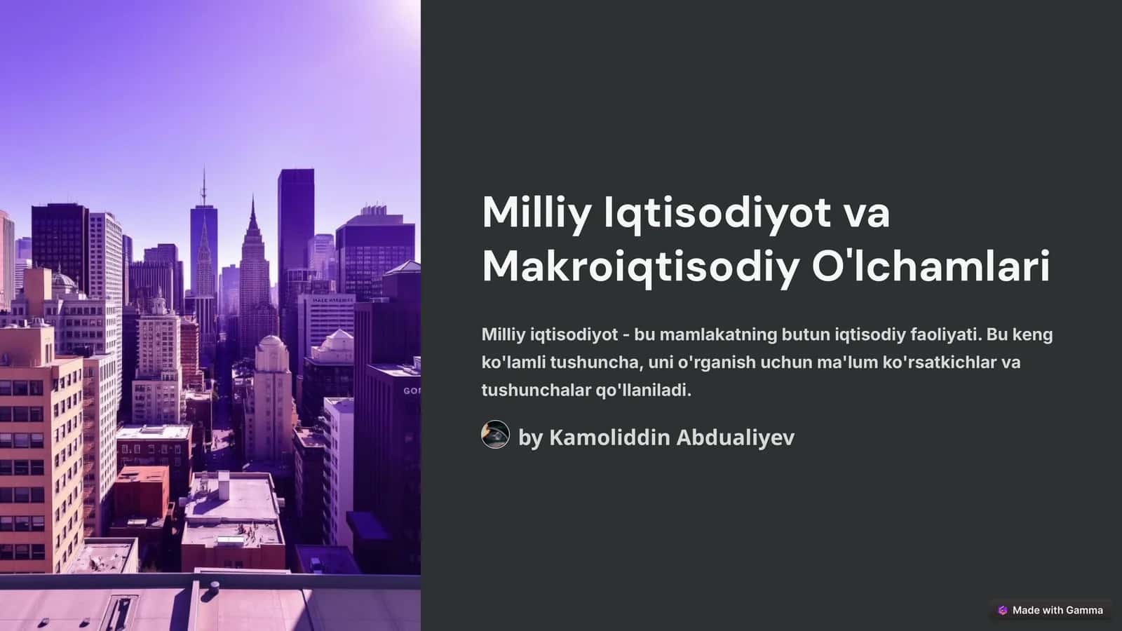 Milliy Iqtisodiyot va Makroiqtisodiy O'lchamlari