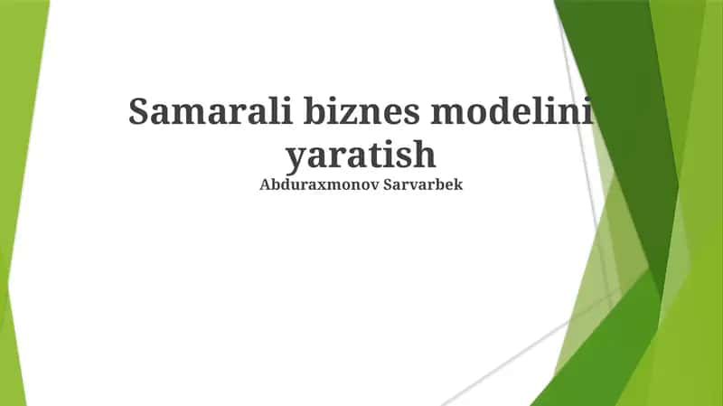 Samarali biznes modelini yaratish