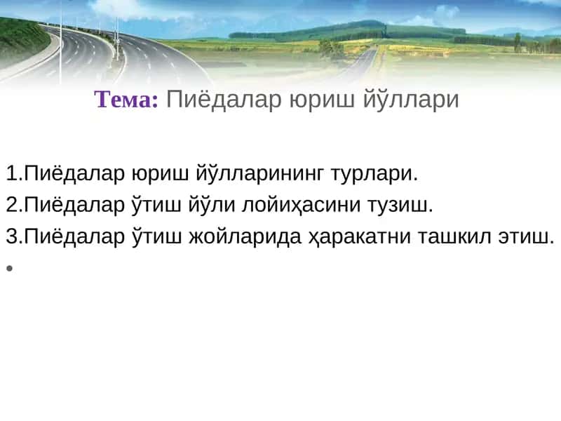 Пиёдалар ўтиш йўли лойиҳаси