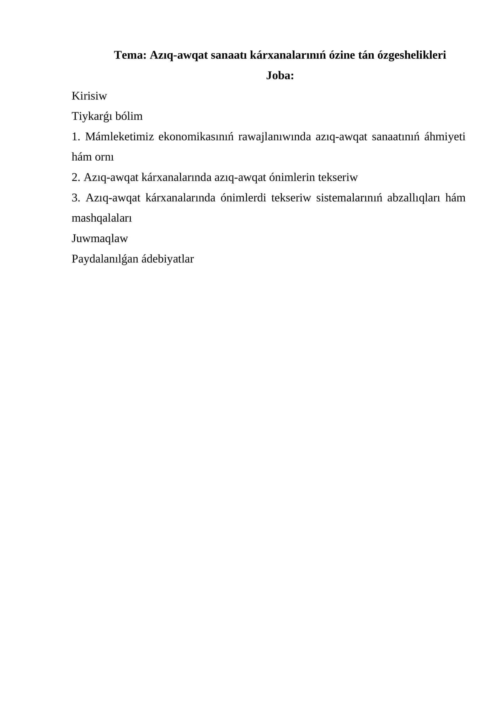 Azıq-awqat sanaatı kárxanalarınıń ózine tán ózgeshelikleri