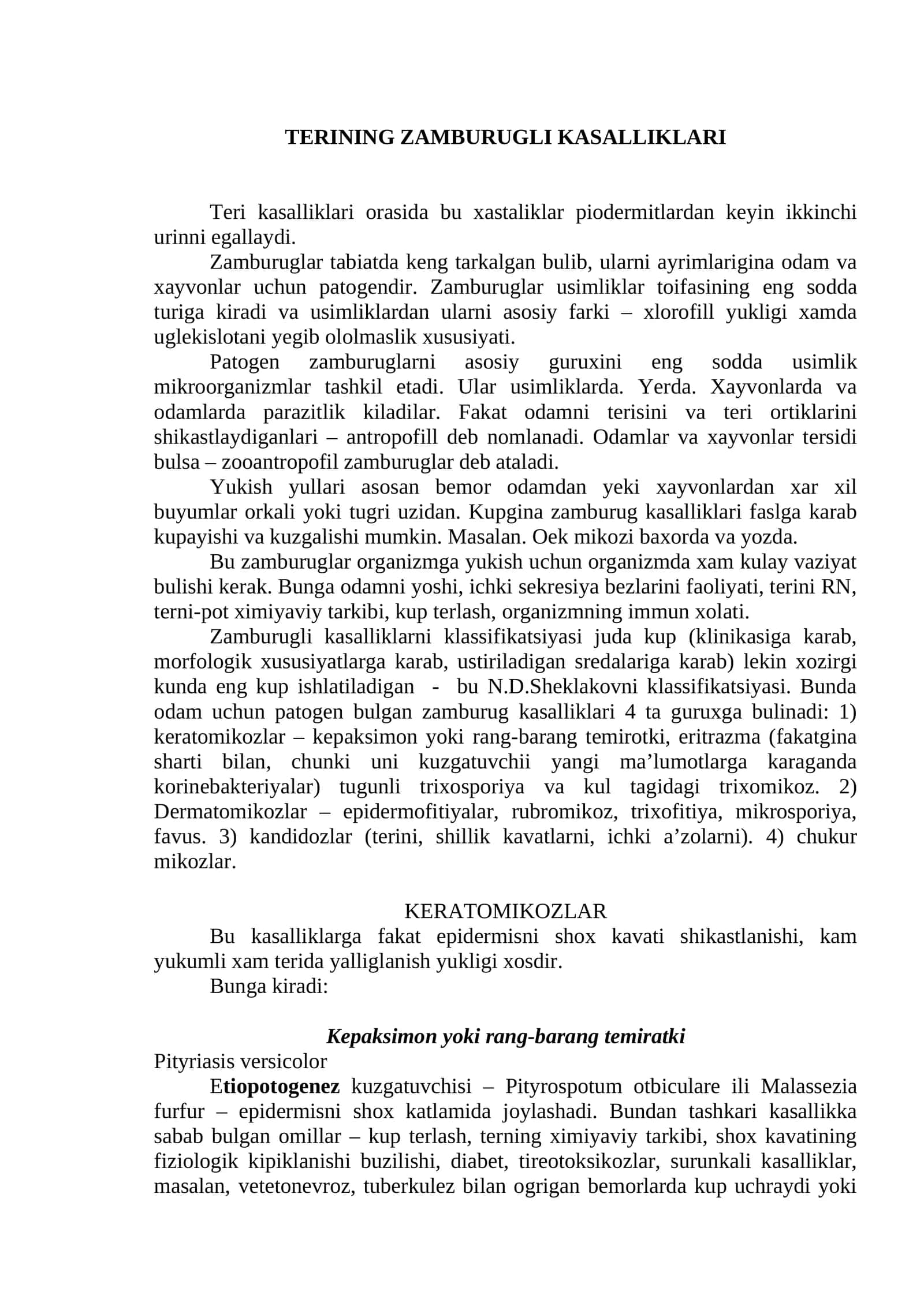 TERINING ZAMBURUG'LI KASALLIKLARI