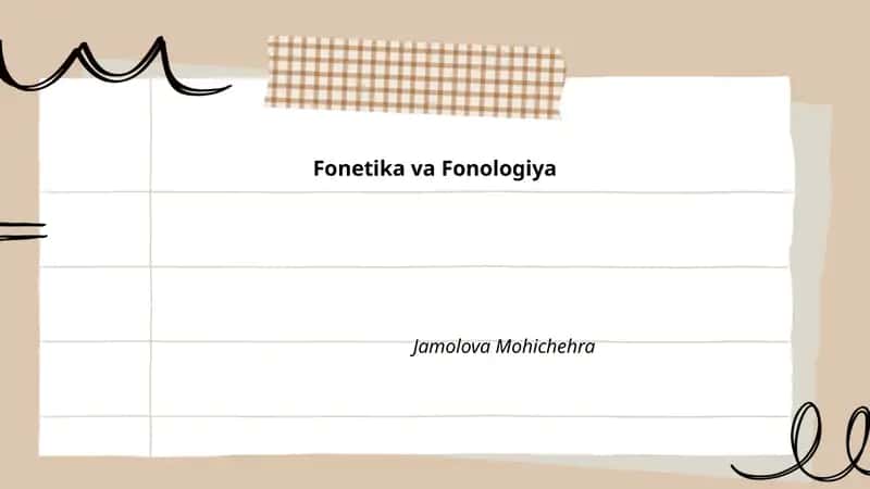 Fonetika va Fonologiya