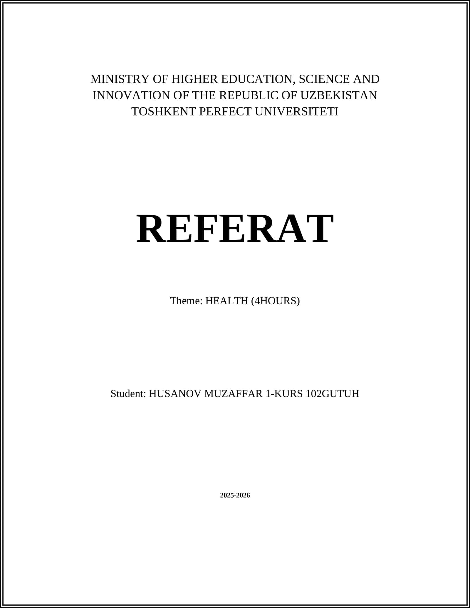 HEALTH (4HOURS)