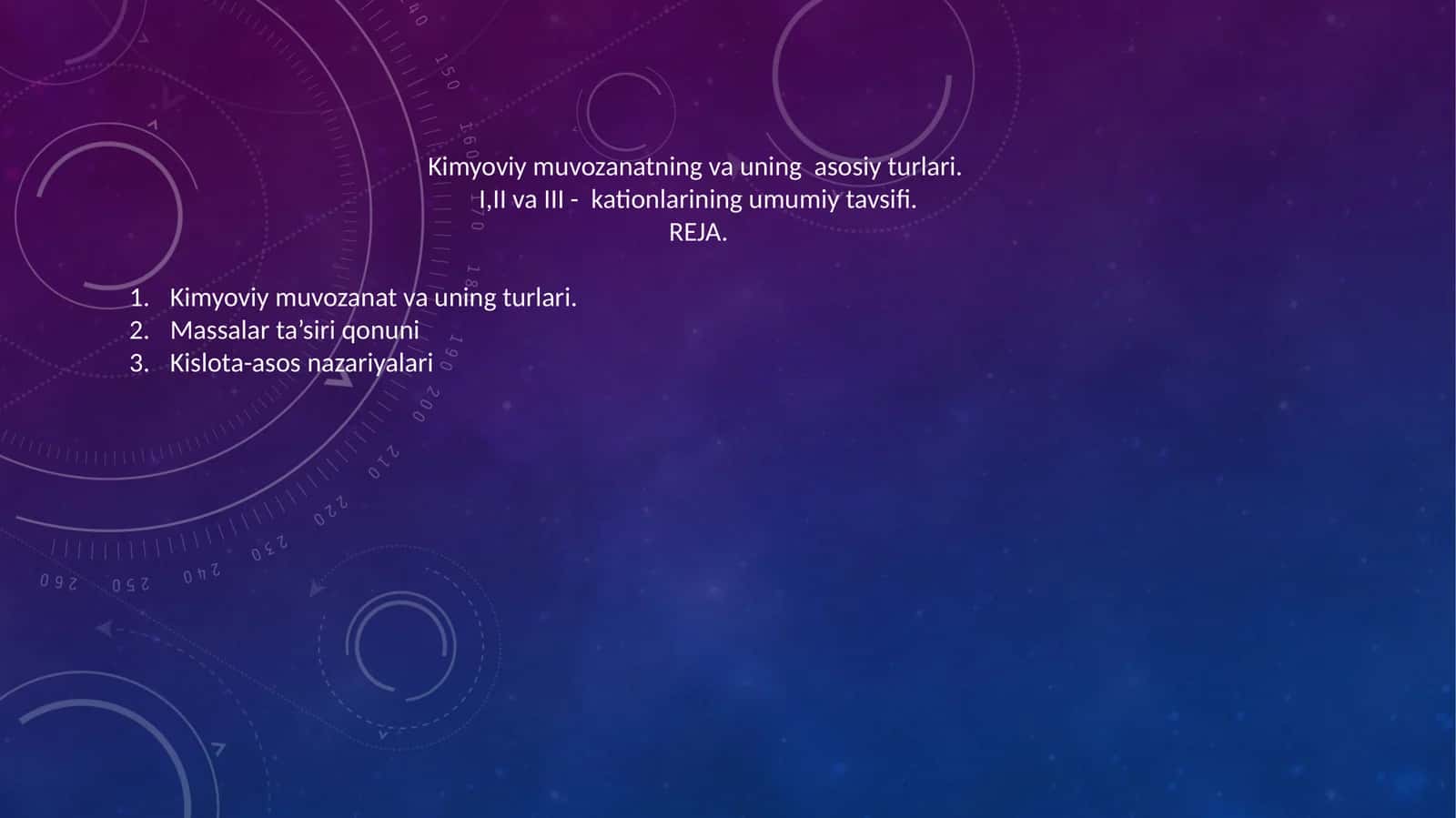 Kimyoviy muvozanatning va uning asosiy turlari