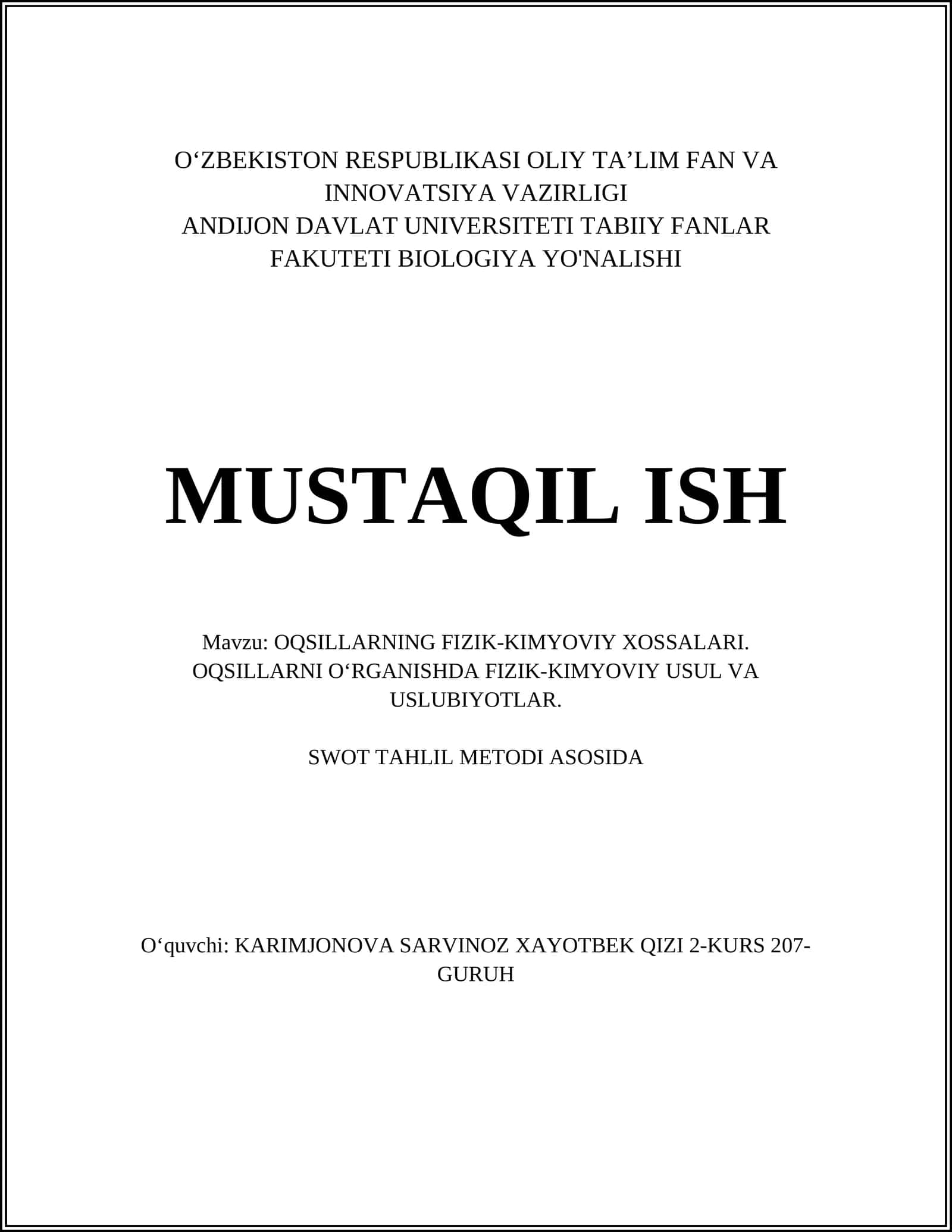 Oqsillarning fizik-kimyoviy xossalari