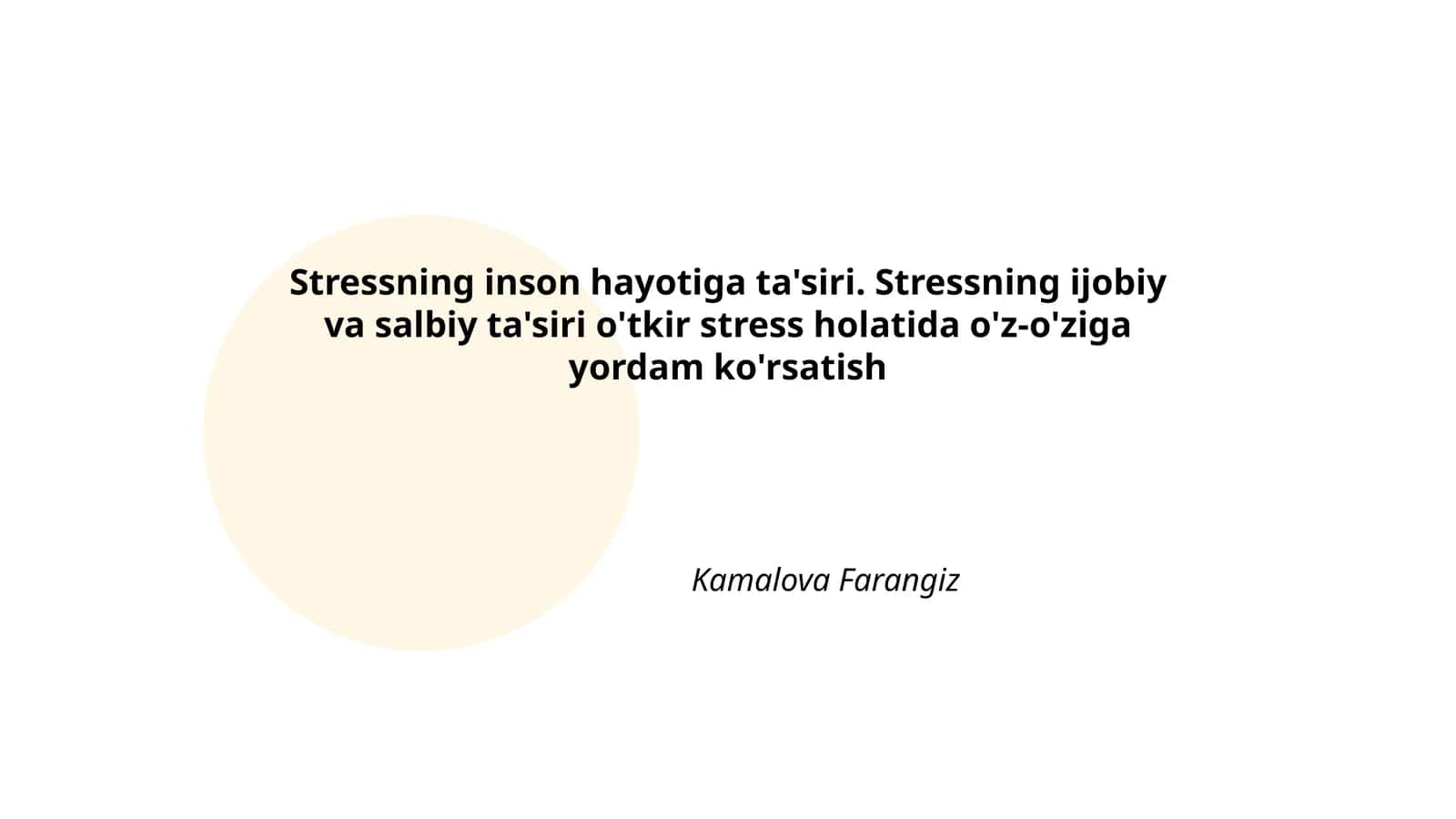 Stressning inson hayotiga ta'siri