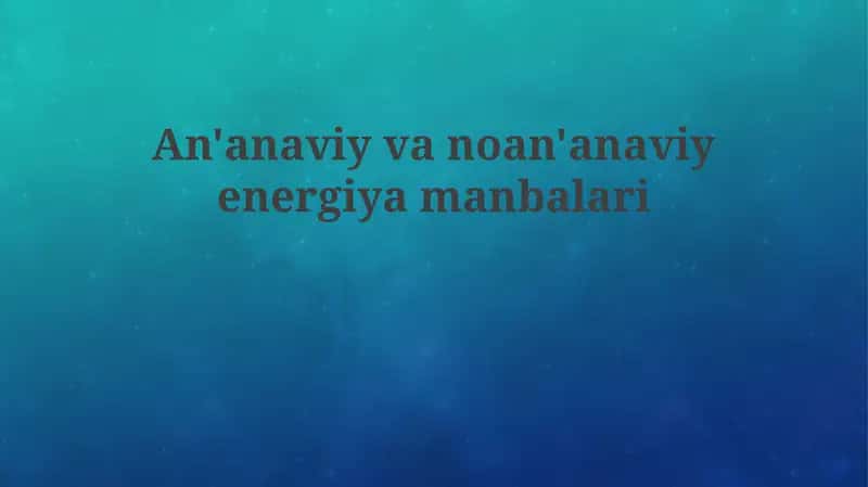 Energiya manbalari