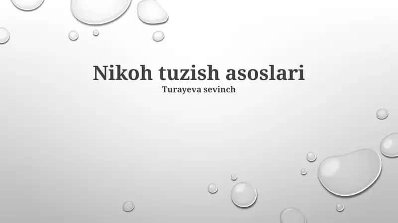 Nikoh tuzish asoslari