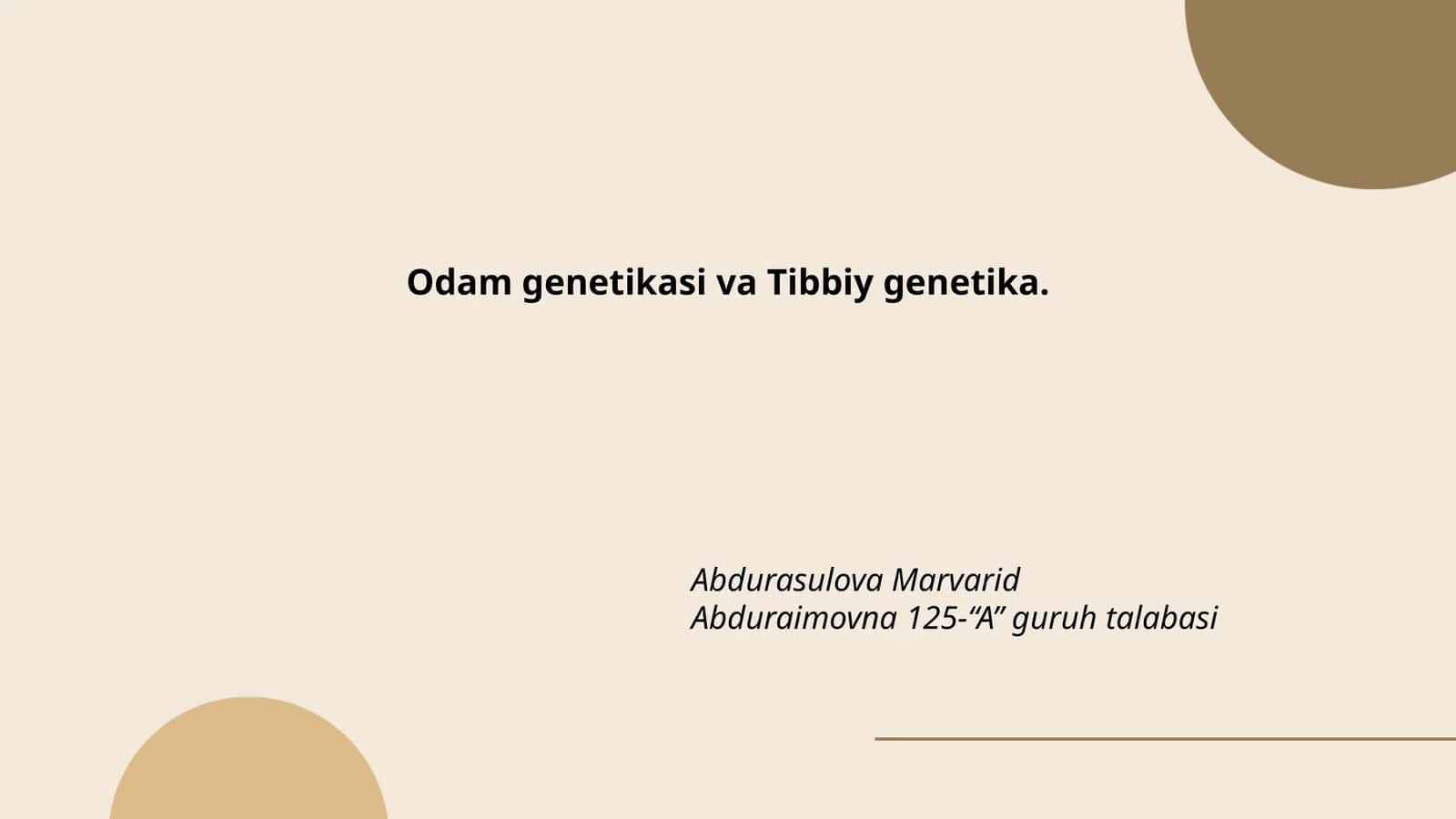 Odam genetikasi va Tibbiy genetika