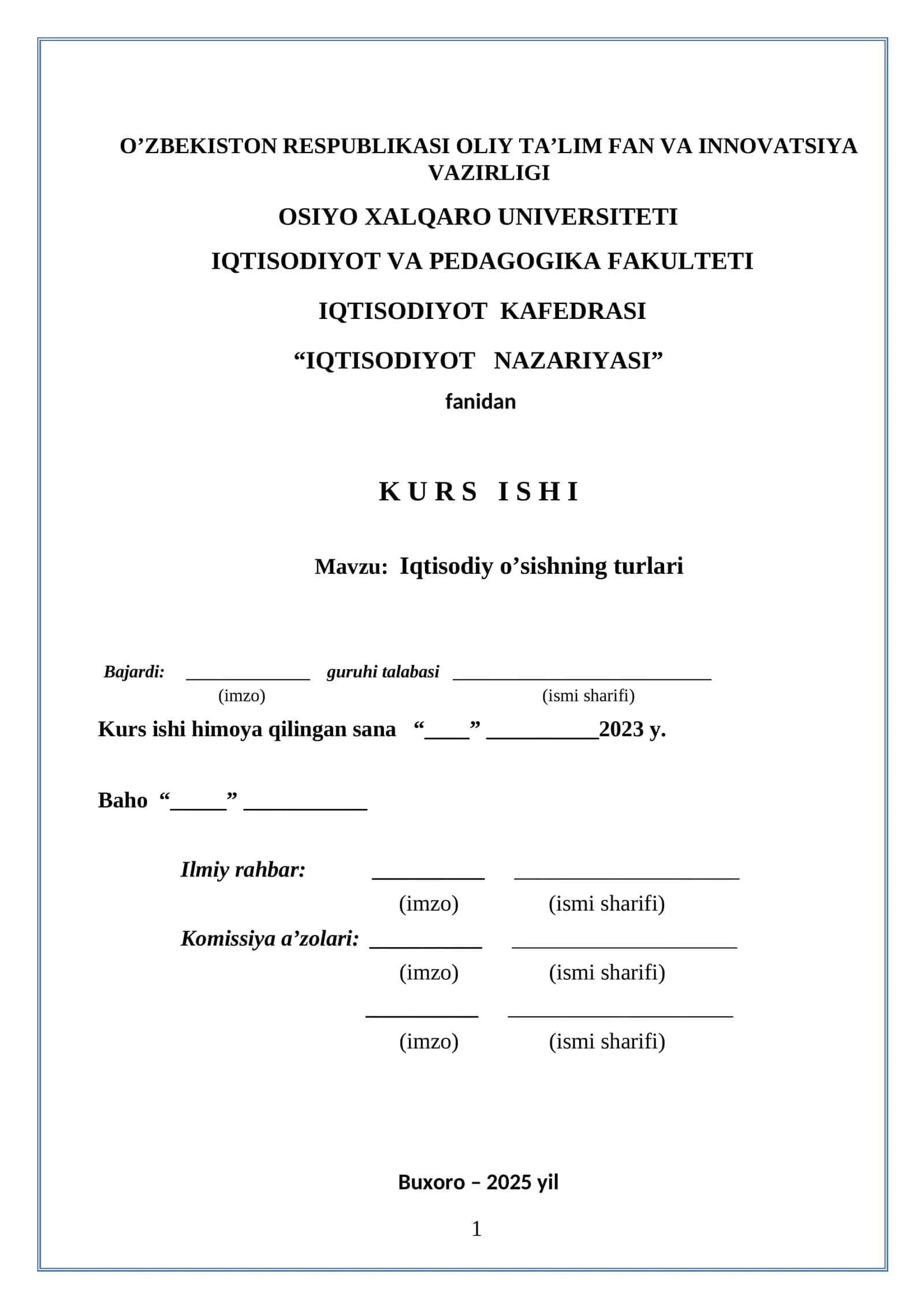 Iqtisodiy o'sishning turlari