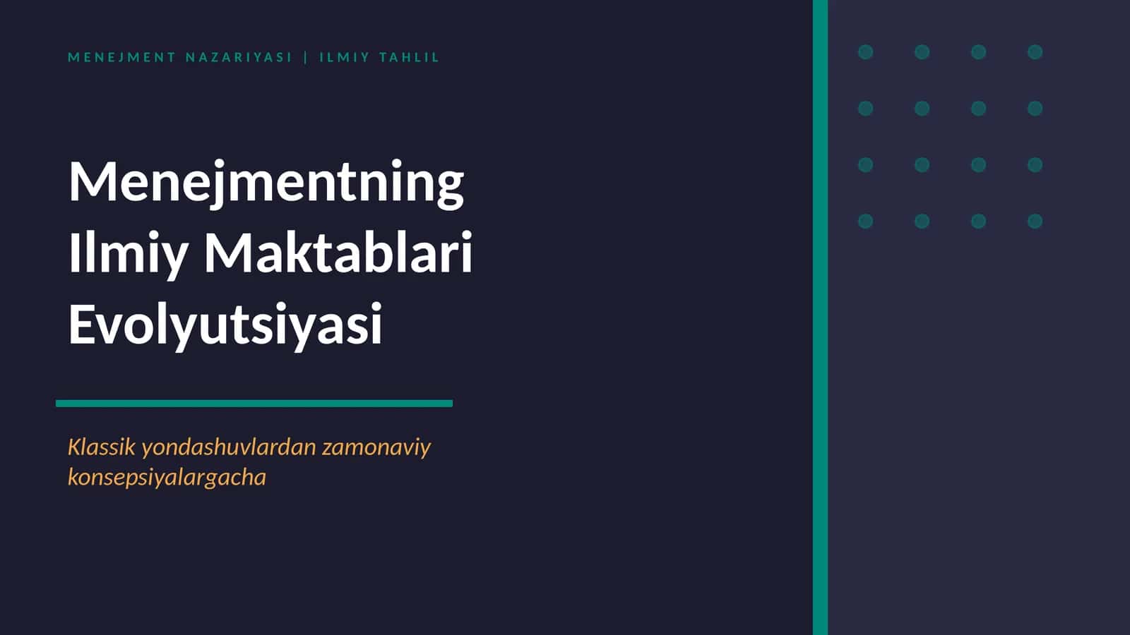 MENEJMENT NAZARIYASI | ILMIY TAHLIL