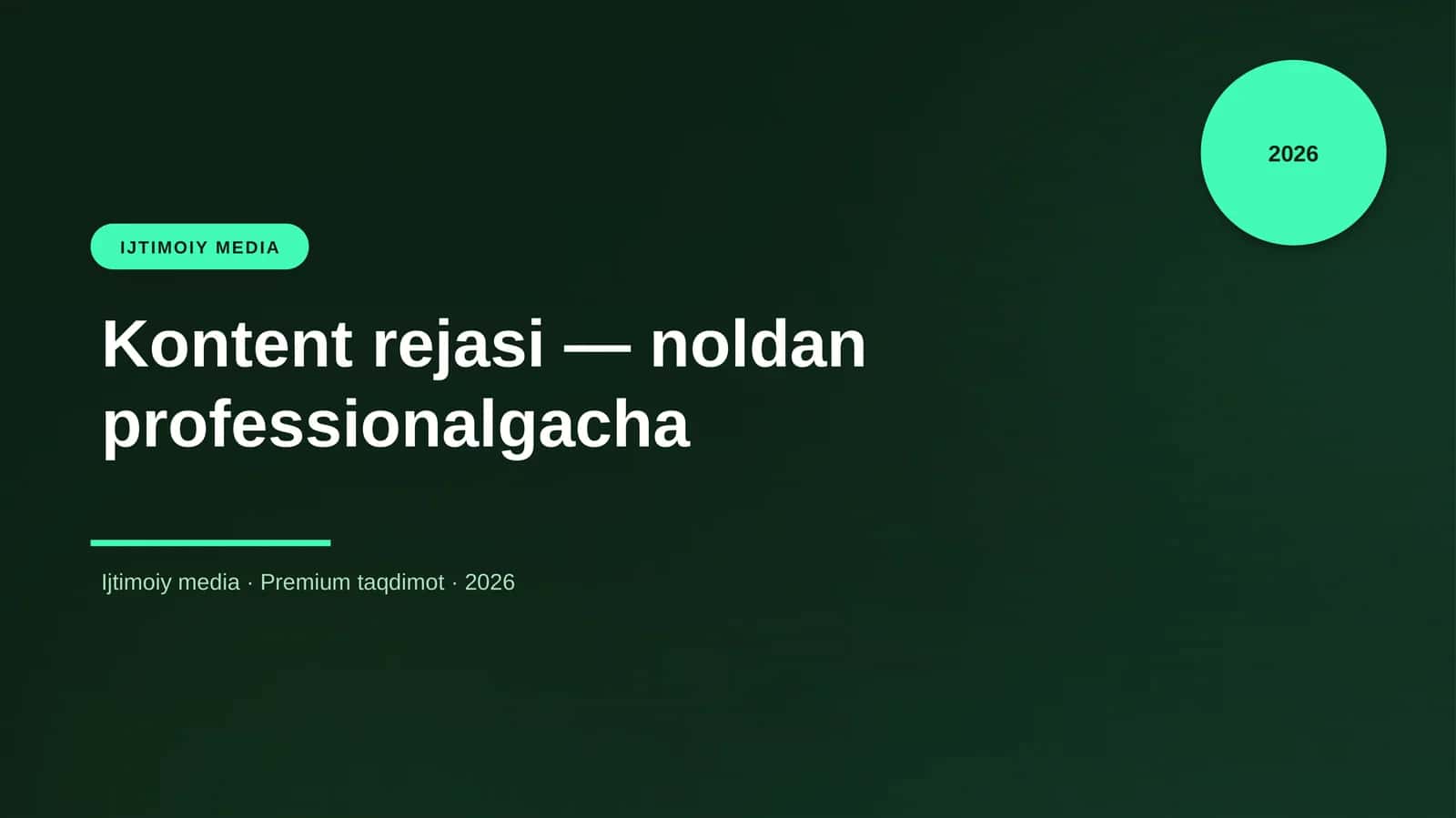 Kontent rejasi — noldan professionalgacha