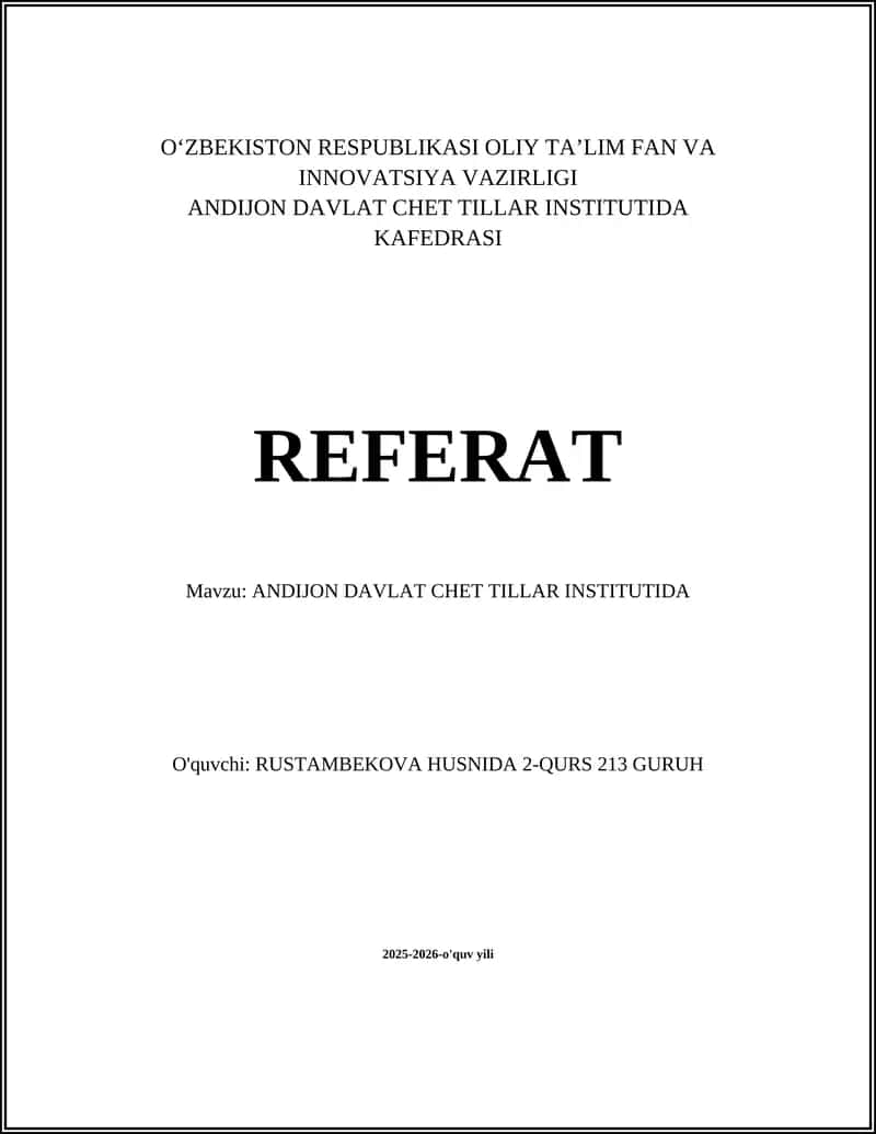 ANDIJON DAVLAT CHET TILLAR INSTITUTIDA