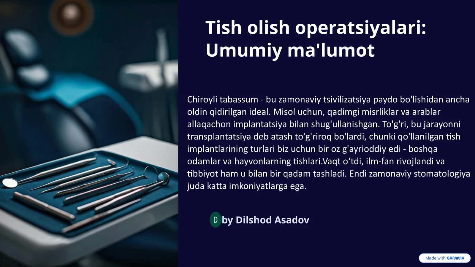 Tish olish operatsiyalari: Umumiy ma'lumot