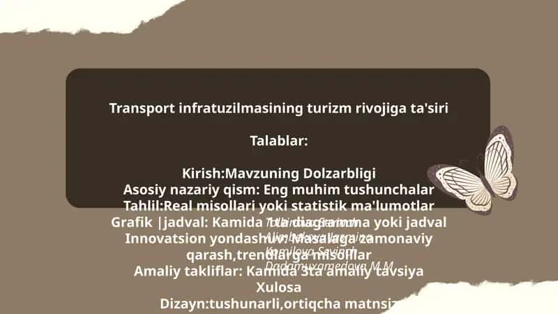 Transport infratuzilmasining turizm rivojiga ta'siri