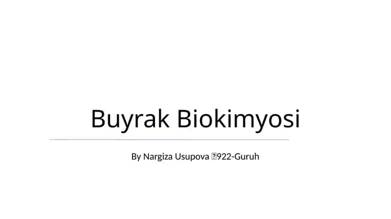 Buyrak Biokimyosi