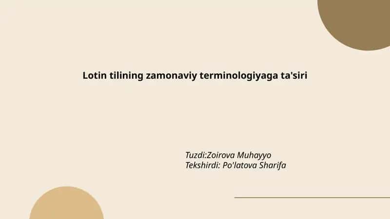 Lotin tilining zamonaviy terminologiyaga ta'siri