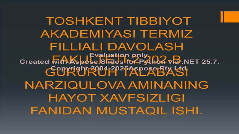 HAYOT XAVFSIZLIGI FANIDAN MUSTAQIL ISHI