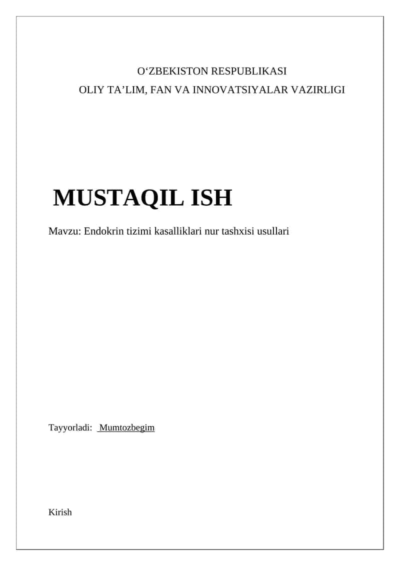 Endokrin tizimi kasalliklari nur tashxisi usullari