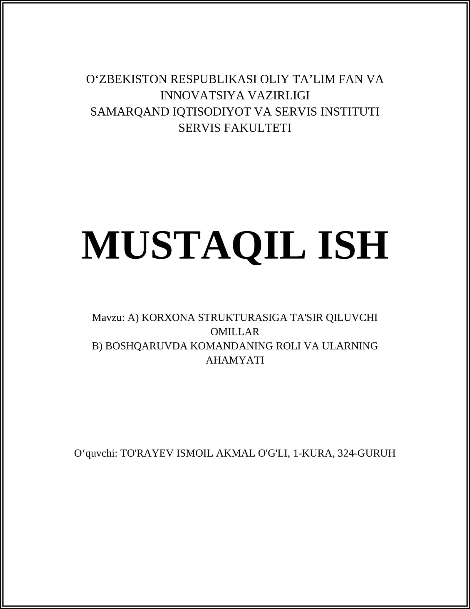 A) KORXONA STRUKTURASIGA TA'SIR QILUVCHI OMILLAR