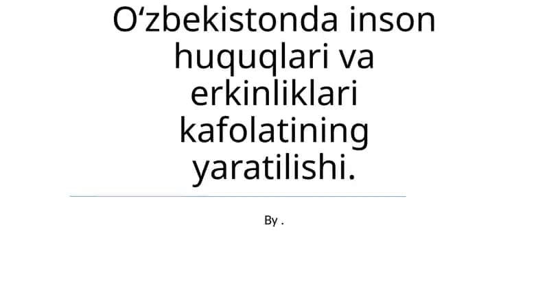 Inson huquqlari va erkinliklari kafolatining yaratilishi
