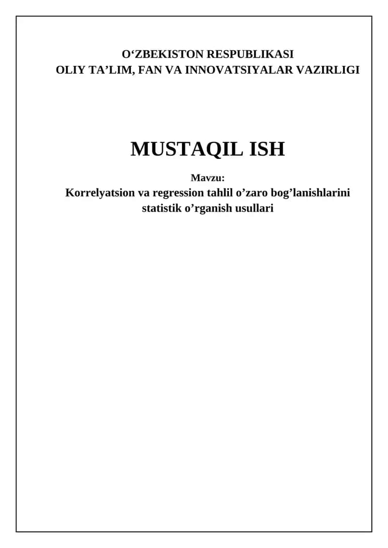 Korrelatsiya va regressiya tahlili