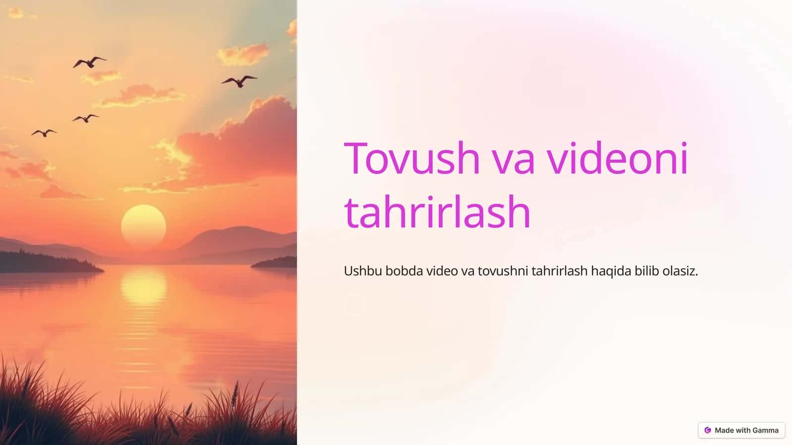 Video va tovushni tahrirlash