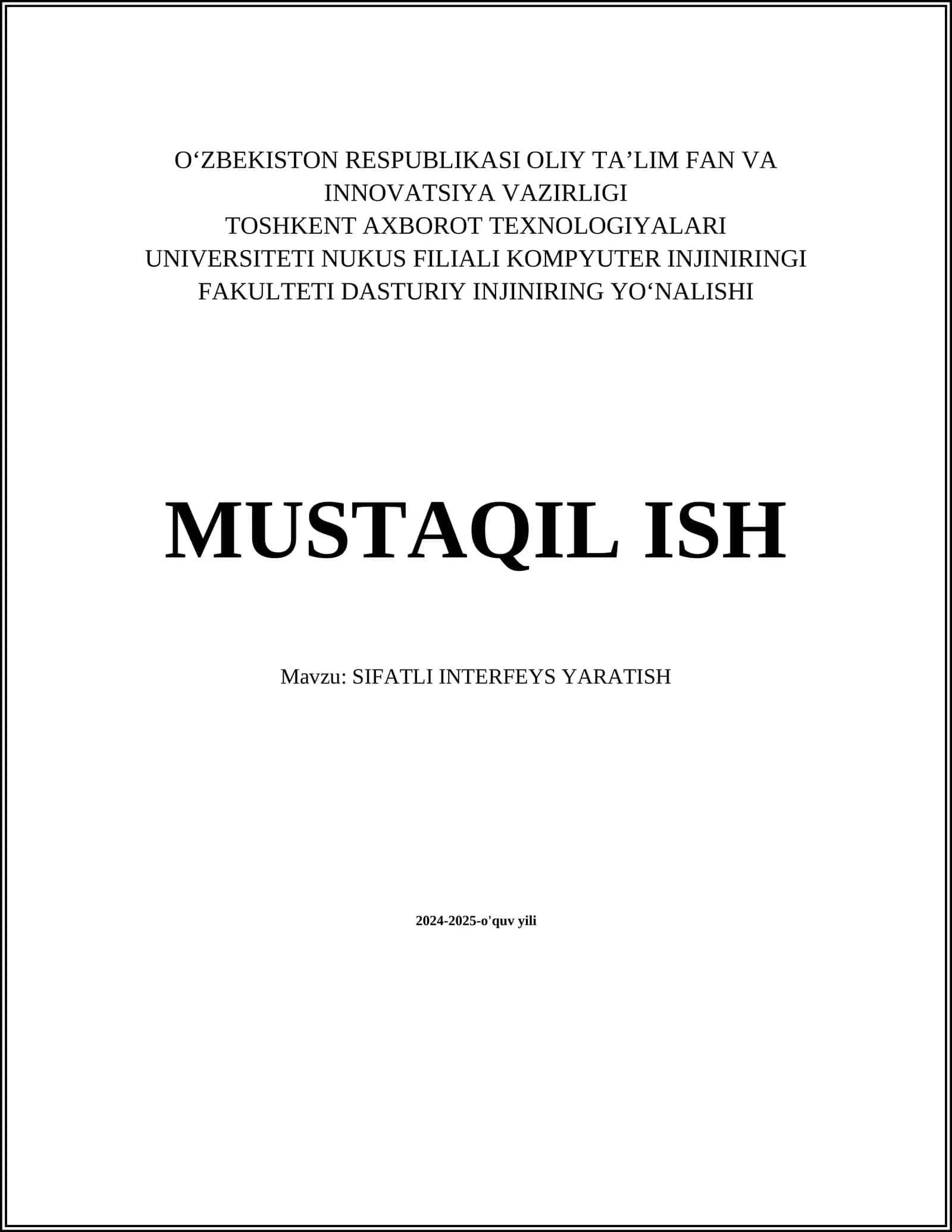 SIFATLI INTERFEYS YARATISH