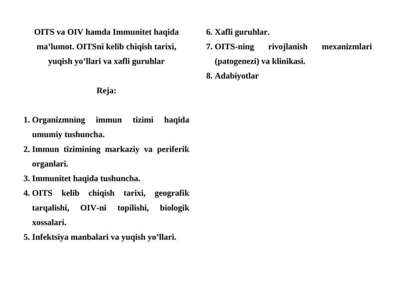 OITS va OIV haqida ma’lumot
