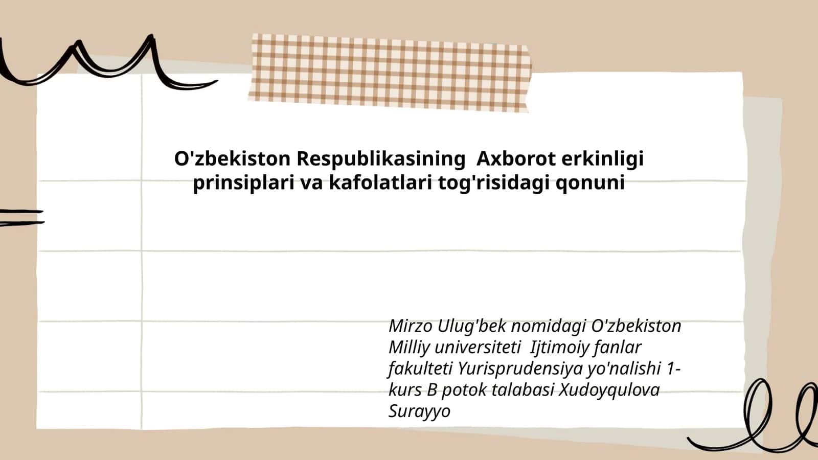 O'zbekiston Respublikasining Axborot erkinligi prinsiplari va kafolatlari tog'risidagi qonuni