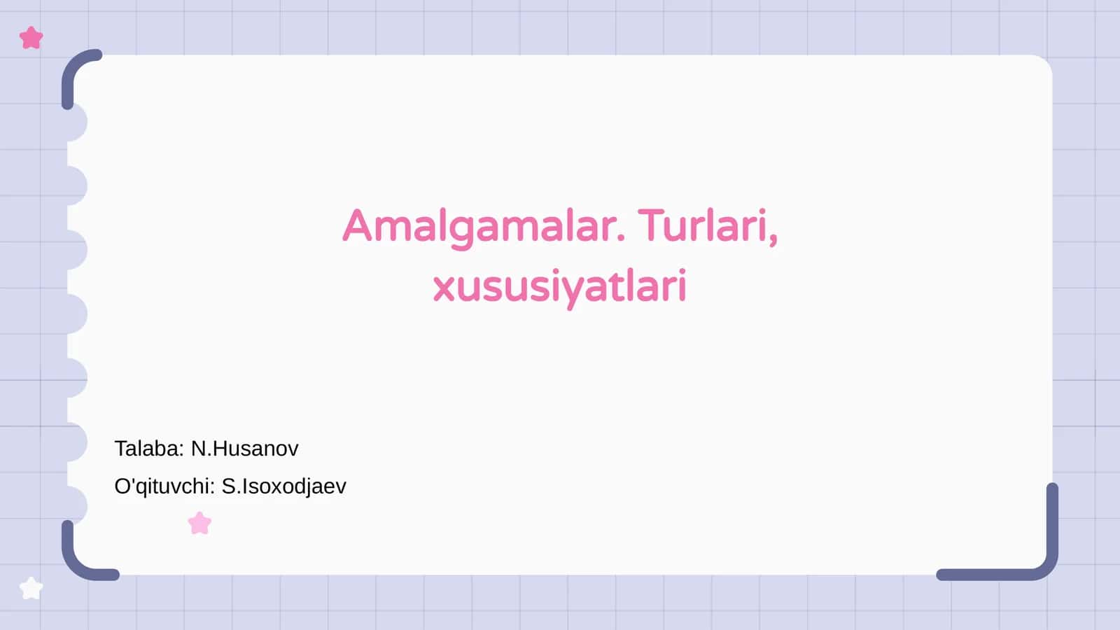 Amalgamalar. Turlari, xususiyatlari