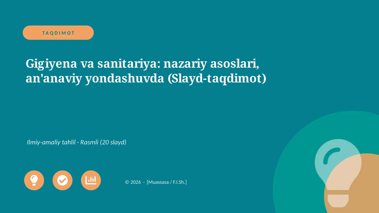 Gigiyena va sanitariya: nazariy asoslari, an'anaviy yondashuvda (Slayd-taqdimot)